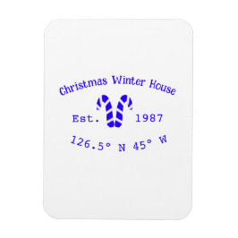 Winter Christmas house blue candy canes est. Year  マグネット