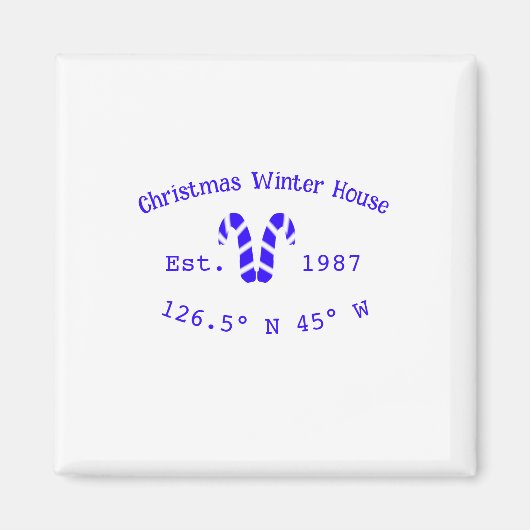 Winter Christmas house blue candy canes est. Year  マグネット (正面)