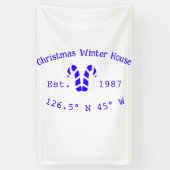 Winter Christmas house blue candy canes est. Year  横断幕 (縦)