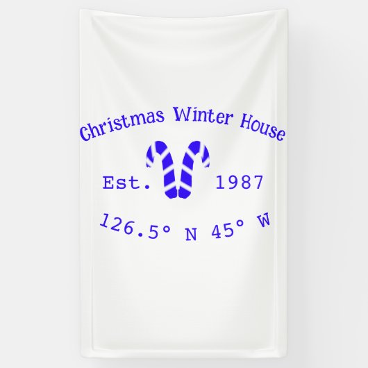 Winter Christmas house blue candy canes est. Year  横断幕 (縦)