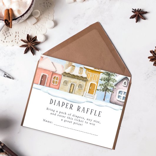 Winter Christmas It takes a Village Baby Shower エンクロージャーカード