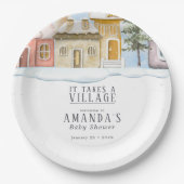 Winter Christmas It takes a Village Baby Shower  ペーパープレート (正面)