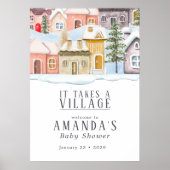 Winter Christmas It takes a Village Baby Shower ポスター (正面)