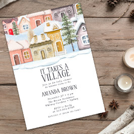 Winter Christmas It takes a Village Baby Shower  招待状