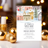 Winter Christmas It takes a Village Baby Shower  招待状