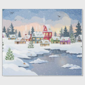 Winter Christmas landscape with snow-covered house ラッピングペーパー (フラット)