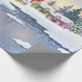 Winter Christmas landscape with snow-covered house ラッピングペーパー (角)