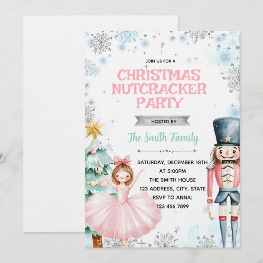 Winter christmas nutcracker party invitation 招待状 (正面/裏面)