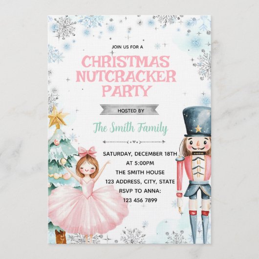 Winter christmas nutcracker party invitation 招待状 (正面)