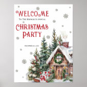 Winter Christmas Party Welcome Sign ポスター (正面)