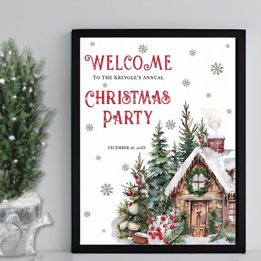 Winter Christmas Party Welcome Sign ポスター