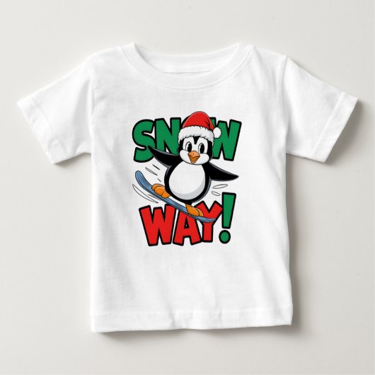 Winter Christmas Penguin Adventure in Snowy Wonder ベビーTシャツ (正面)