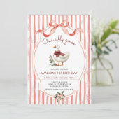 Winter Christmas Silly Goose 1st Birthday 招待状 (スタンド正面)