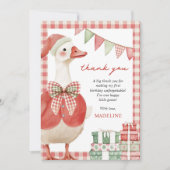 Winter Christmas Silly Goose Gingham Birthday サンキューカード (正面)