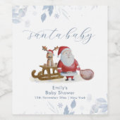 Winter Christmas Sleigh Moose Santa Baby Shower  ワインラベル (シングルラベル)