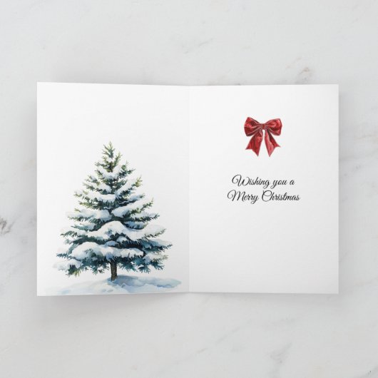 Winter Christmas Tree City Ice Skaters Buildings カード (内部)