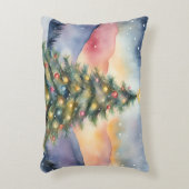 Winter Christmas Tree Snowy Sunset Scenery アクセントクッション (正面(垂直))