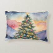 Winter Christmas Tree Snowy Sunset Scenery アクセントクッション (裏面)