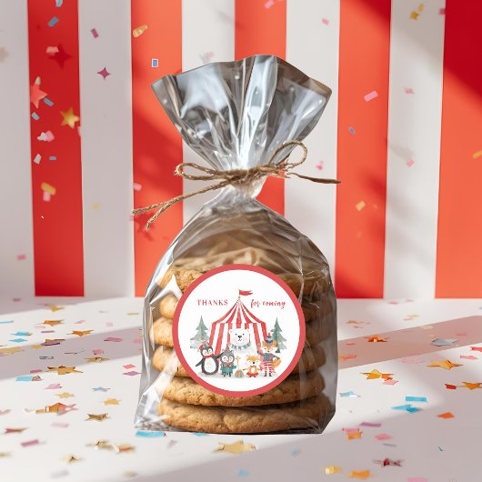 Winter Circus Animals Thank You ラウンドシール