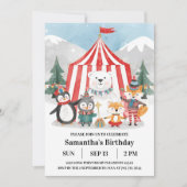 Winter Circus Birthday Invitation | Cute Penguin 招待状 (正面)