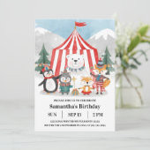 Winter Circus Birthday Invitation | Cute Penguin 招待状 (スタンド正面)