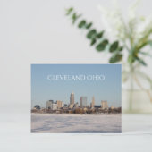 Winter Cleveland Skyline ポストカード (スタンド正面)