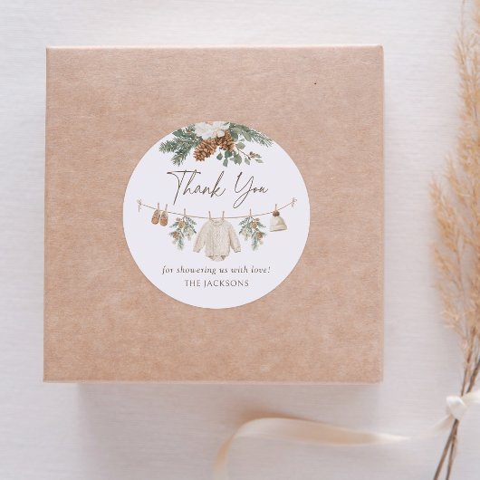 Winter Clothesline Baby Shower ラウンドシール
