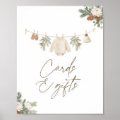 Winter Clothesline Baby Shower Cards and Gifts ポスター (正面)