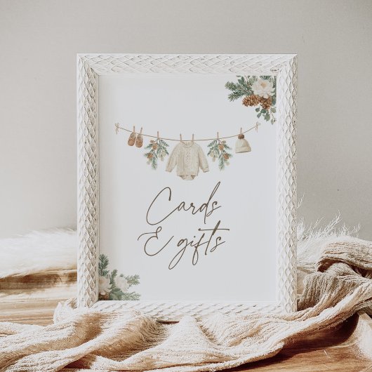 Winter Clothesline Baby Shower Cards and Gifts ポスター
