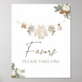 Winter Clothesline Baby Shower Favors Sign ポスター (正面)
