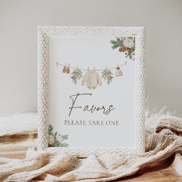 Winter Clothesline Baby Shower Favors Sign ポスター