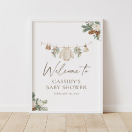 Winter Clothesline Baby Shower Welcome Sign ポスター