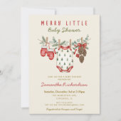 Winter Clothesline Merry little Christmas baby 招待状 (正面)