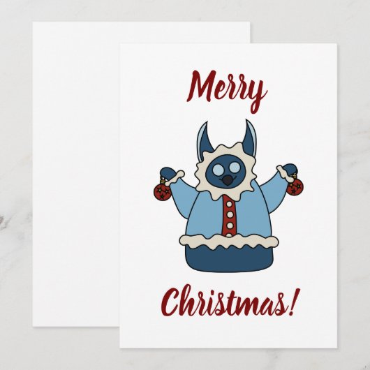 Winter coat Christmas monster シーズンカード (正面/裏面)