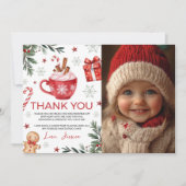 Winter Cocoa Birthday Thank You Photo Card 招待状 (正面)