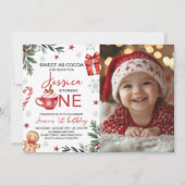 Winter Cocoa First Birthday Invite Photo 招待状 (正面)