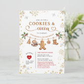 Winter Cookies & Cocoa Birthday Gold Snowflakes 招待状 (スタンド正面)