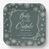 Winter  Coquette green Baby it's cold ペーパープレート (正面)