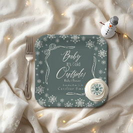 Winter Coquette green Baby it's cold ペーパープレート