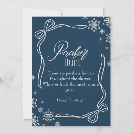 Winter Coquette  Pacifier Hunt Baby Shower sign 招待状 (正面)