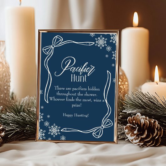 Winter Coquette  Pacifier Hunt Baby Shower sign 招待状