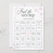 Winter Coquette pink Find The Guest Bingo Card 招待状 (正面)