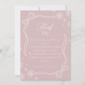 Winter Coquette pink Thank You Baby Shower Card 招待状 (正面)