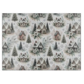 Winter Cottage Snowfall Pattern カッティングボード (正面)