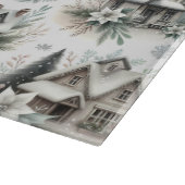 Winter Cottage Snowfall Pattern カッティングボード (角)