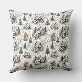 Winter Cottage Snowfall Pattern クッション (裏面)