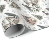 Winter Cottage Snowfall Pattern ラッピングペーパー (ロールコーナー)