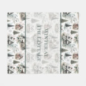 Winter Cottage Snowfall Words フリースブランケット (正面(横))
