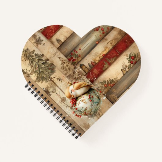 Winter Cottage Woodland Forest Bird ノートブック (正面)