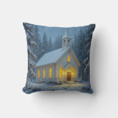 Winter Country Church In Snowflakes クッション (正面)